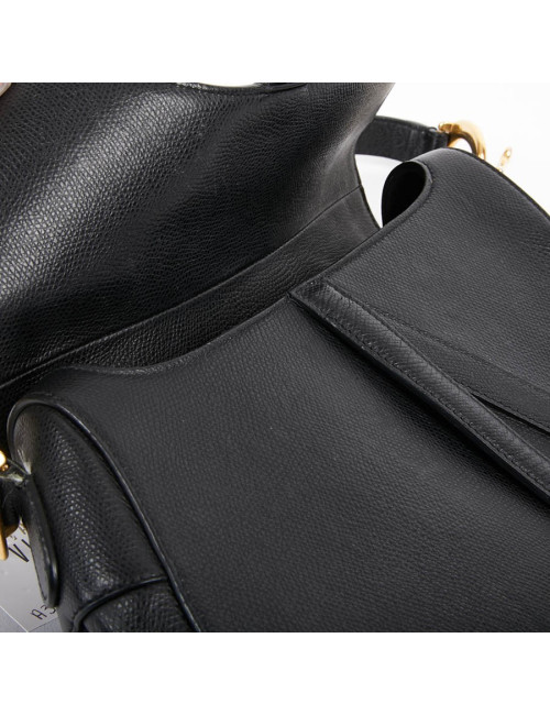 DIOR Saddle Bag in Black Leather