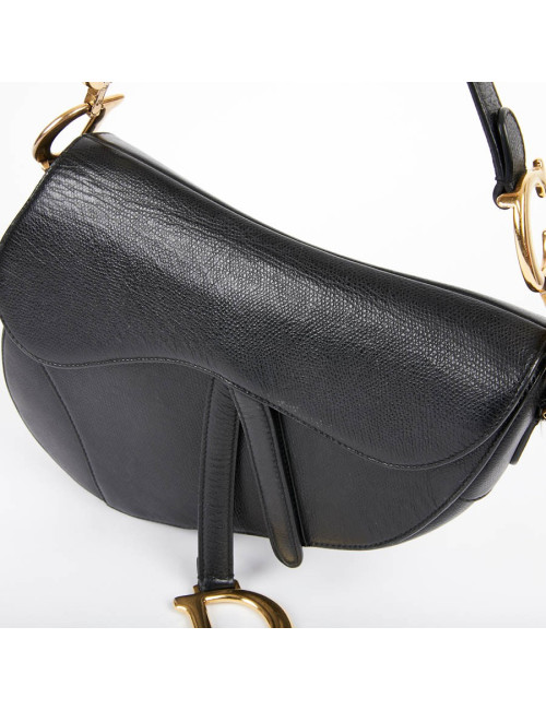 Sac Saddle DIOR en cuir grainé noir