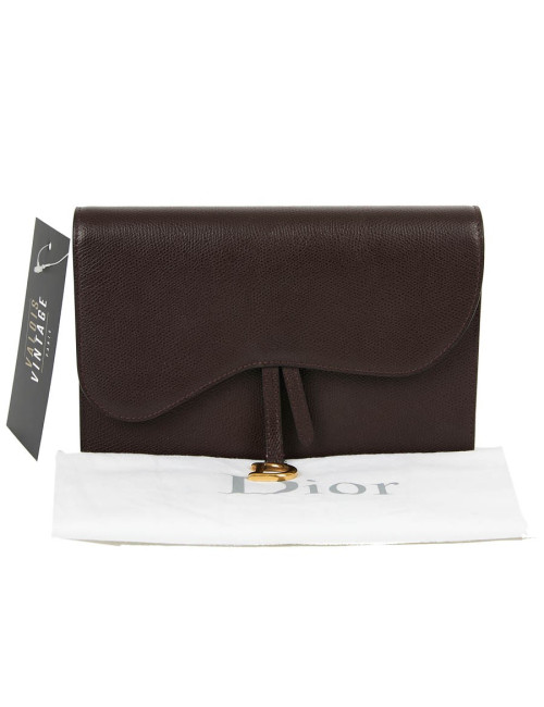 Pochette Saddle DIOR en cuir grainé