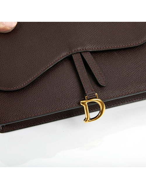 Pochette Saddle DIOR en cuir grainé