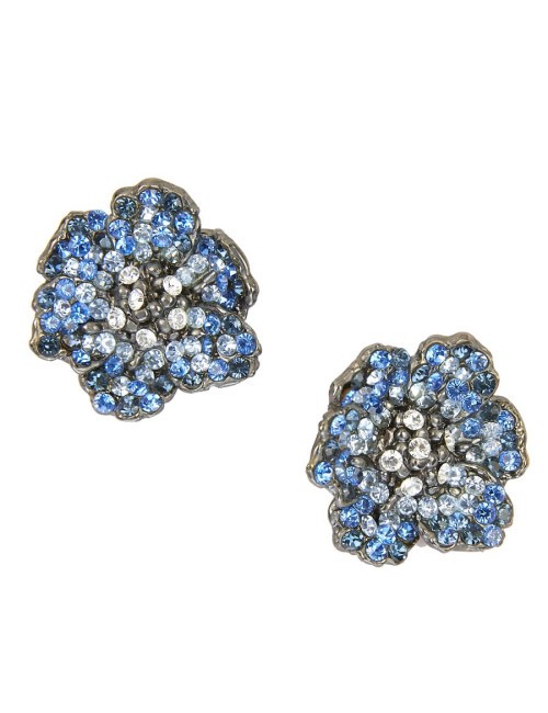 Clips GOOSSENS fleur strass bleus