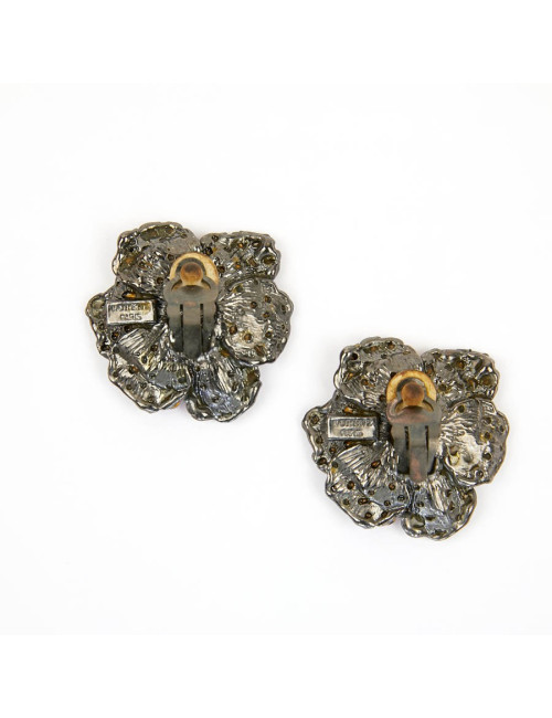 Clips GOOSSENS fleur strass bleus