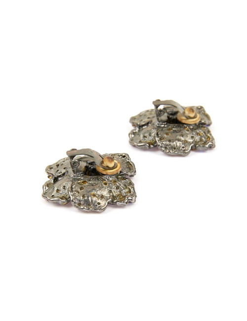 Clips GOOSSENS fleur strass bleus