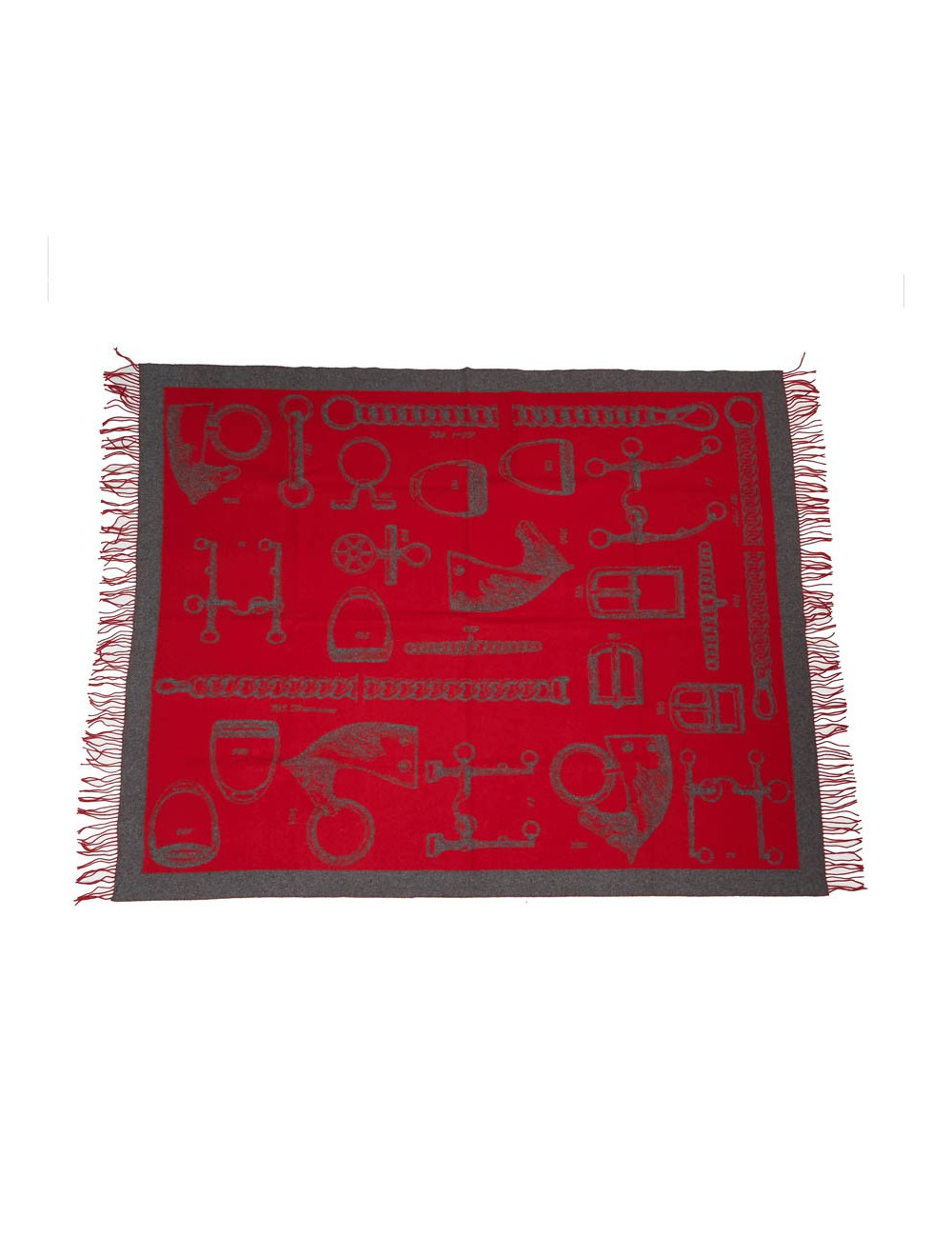 Plaid HERMES cachemire rouge 