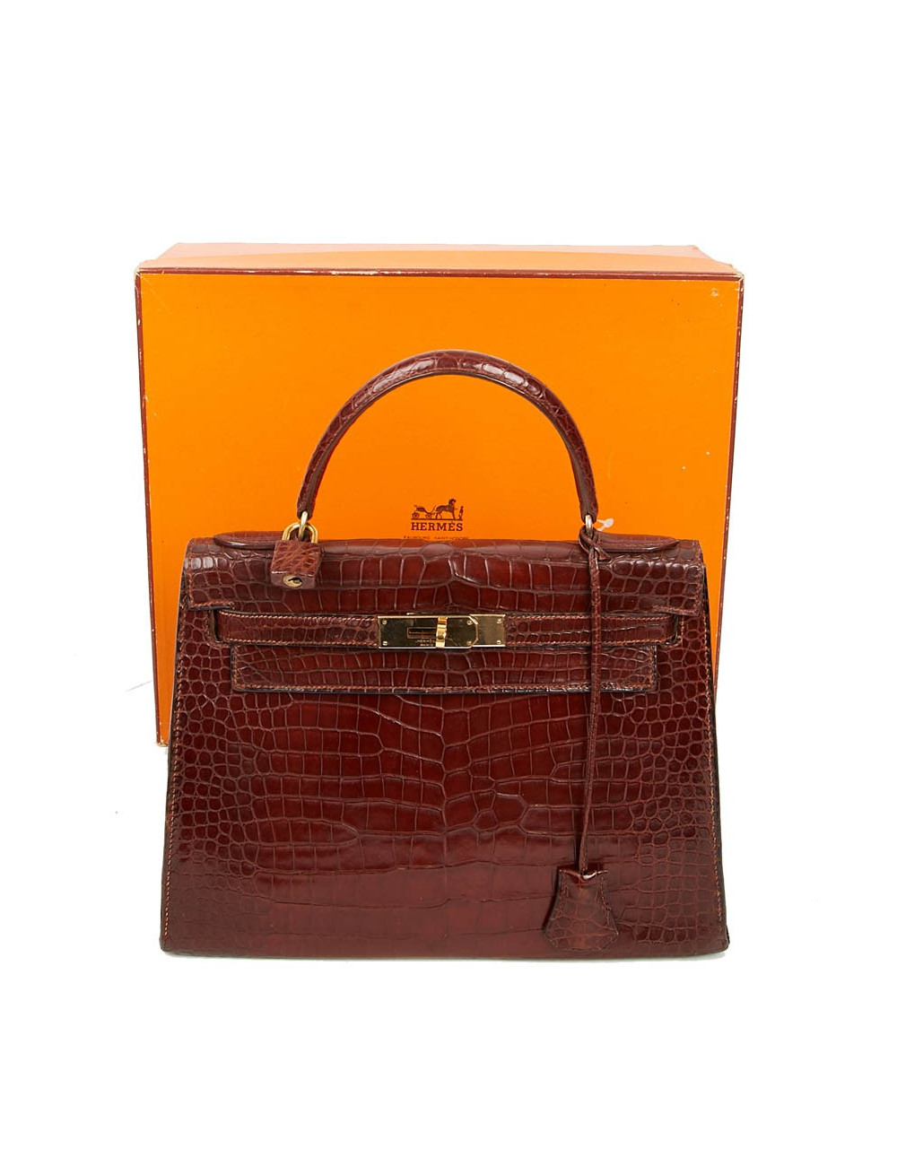 Kelly 28 HERMES alligator porosus cognac