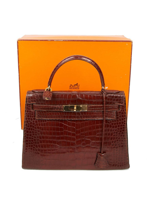 Kelly 28 HERMES alligator porosus cognac