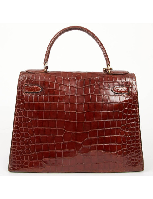 Kelly 28 HERMES alligator porosus cognac