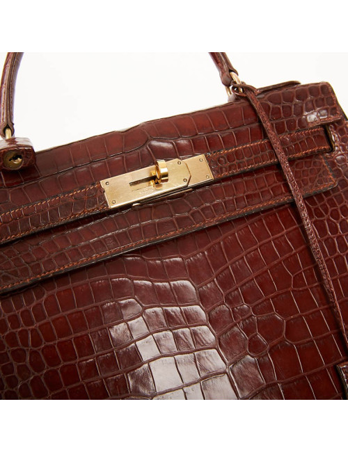 Kelly 28 HERMES alligator porosus cognac