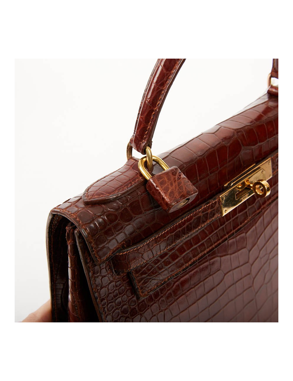 Kelly 28 HERMES alligator porosus cognac