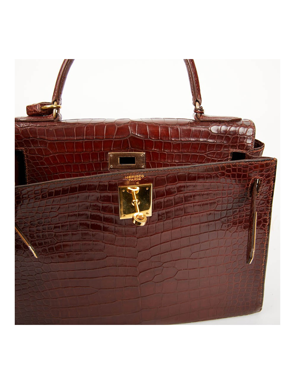 Kelly 28 HERMES alligator porosus cognac