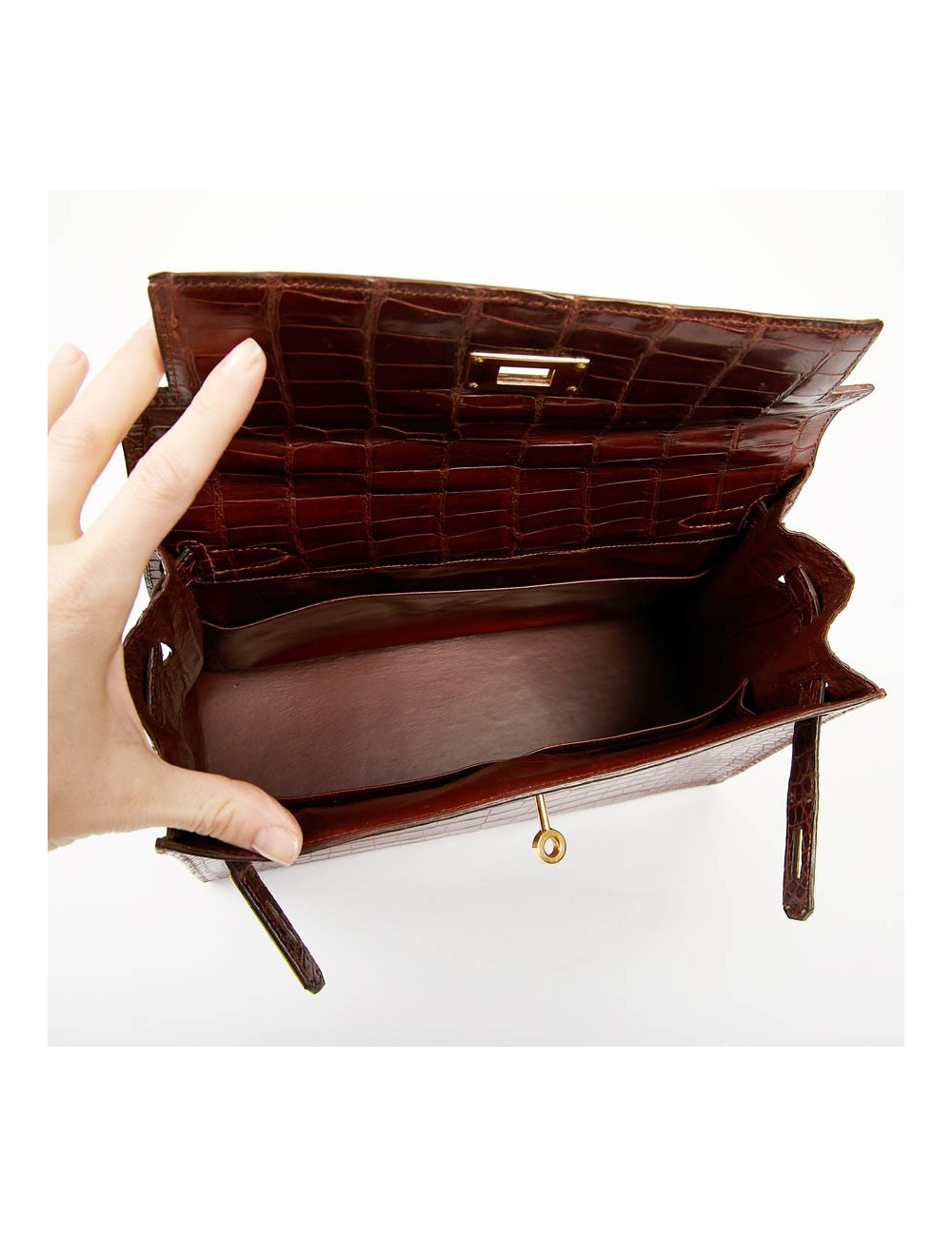 Kelly 28 HERMES alligator porosus cognac