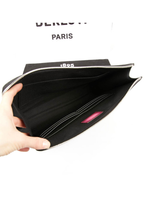 Pochette Nino BERLUTI en toile et cuir rose