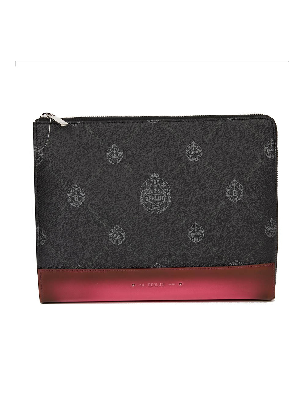 Pochette Nino BERLUTI en toile et cuir rose