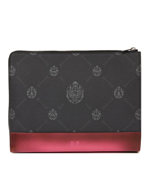 Pochette Nino BERLUTI en toile et cuir rose