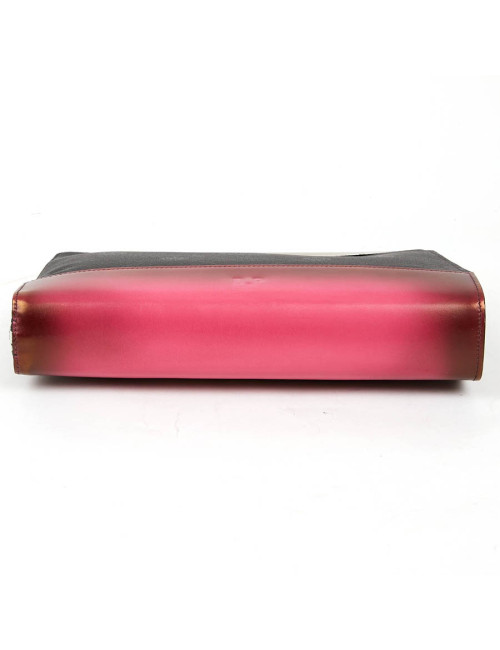 Pochette Nino BERLUTI en toile et cuir rose