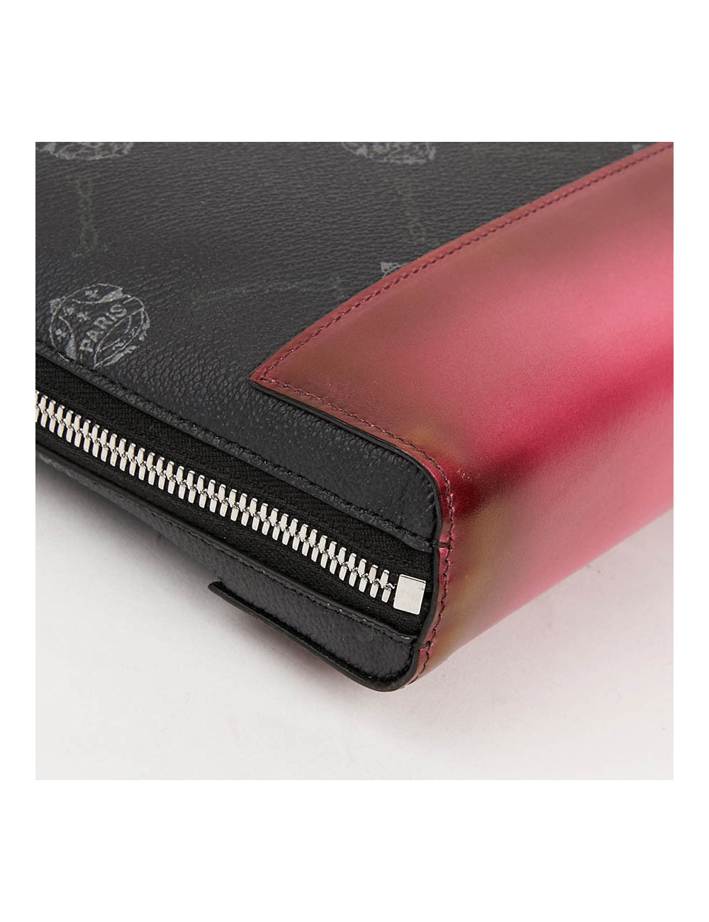 Pochette Nino BERLUTI en toile et cuir rose