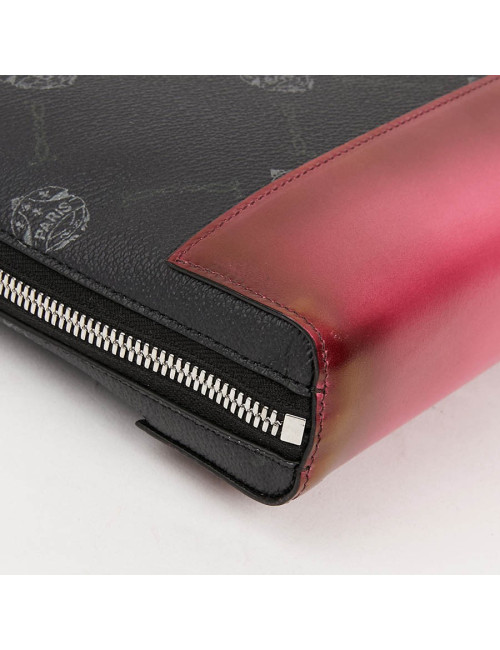 Pochette Nino BERLUTI en toile et cuir rose