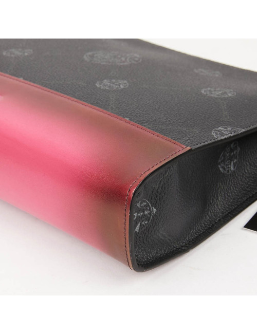 Pochette Nino BERLUTI en toile et cuir rose