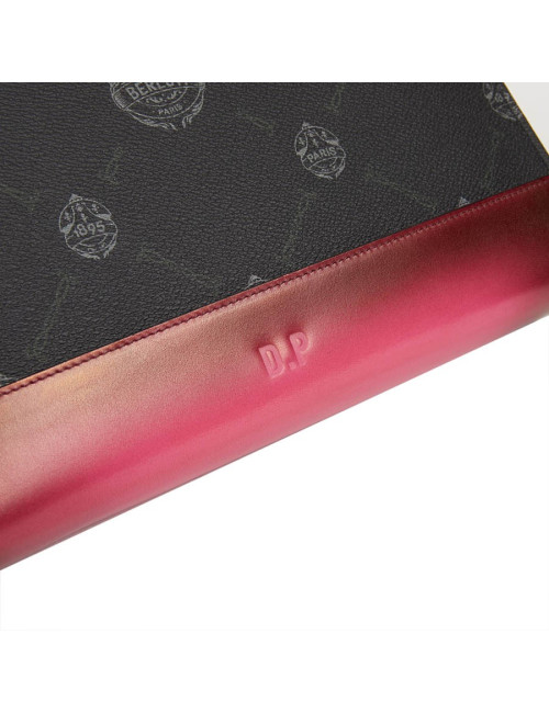 Pochette Nino BERLUTI en toile et cuir rose