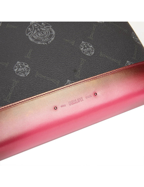 Pochette Nino BERLUTI en toile et cuir rose