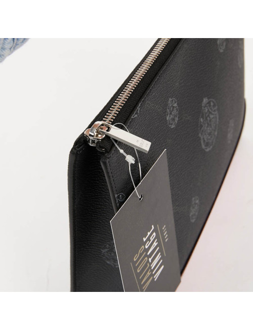 Pochette Nino BERLUTI en toile et cuir rose