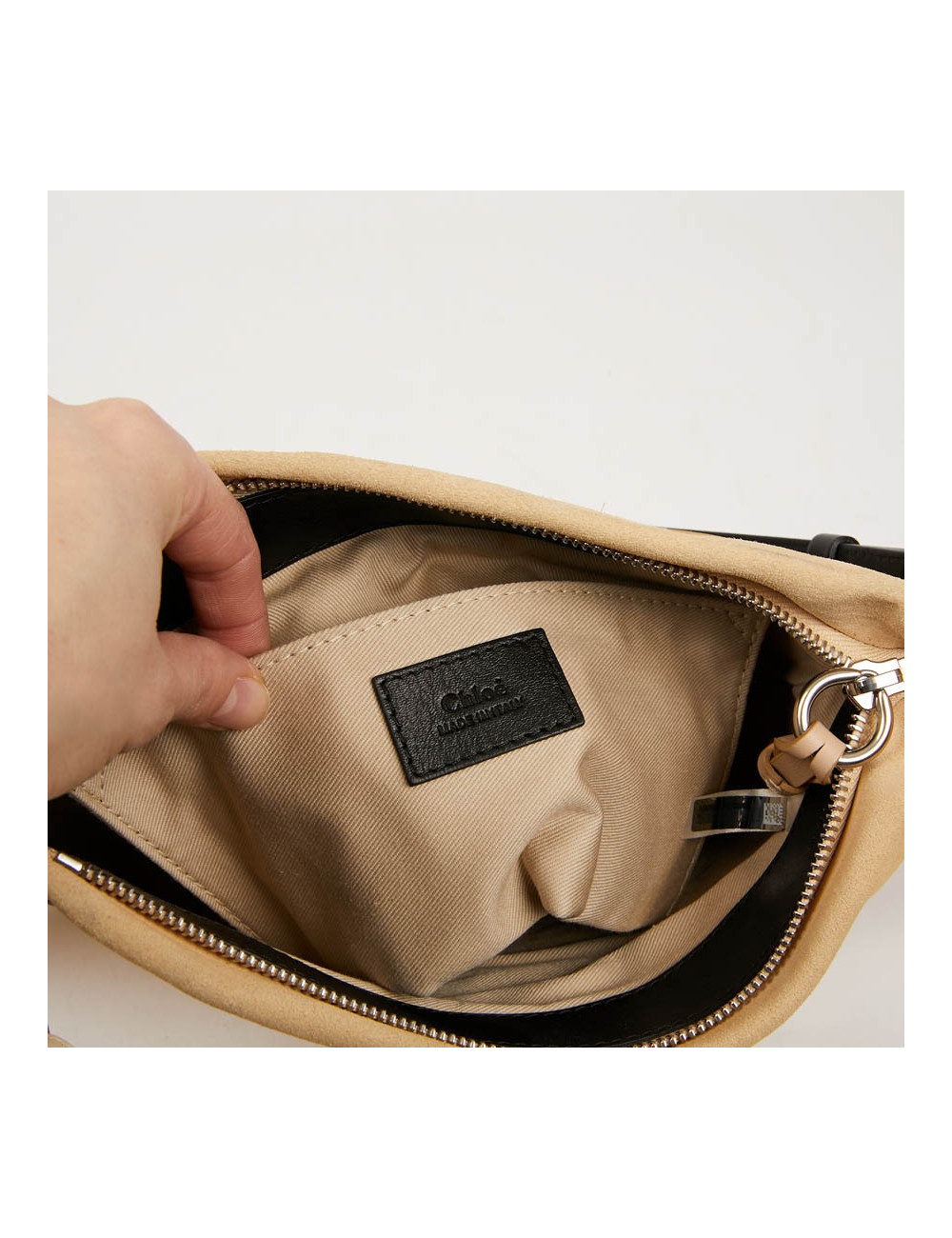 CHLOE Roy bag in Beige Suede and Leather