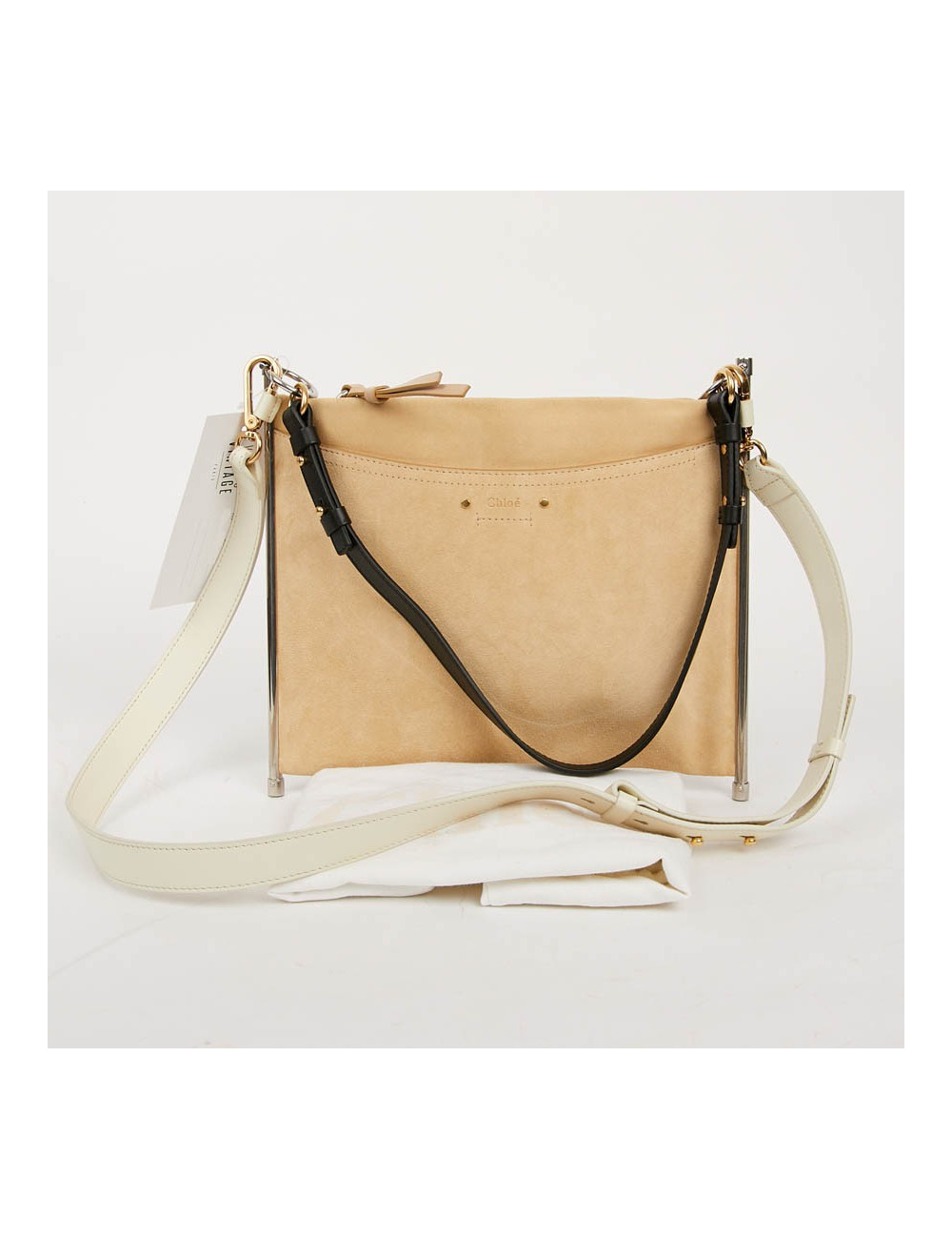 CHLOE Roy bag in Beige Suede and Leather