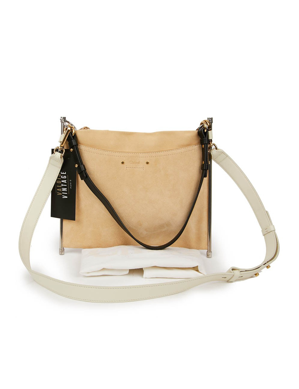 CHLOE Roy bag in Beige Suede and Leather