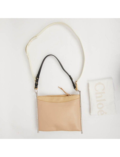 CHLOE Roy bag in Beige Suede and Leather
