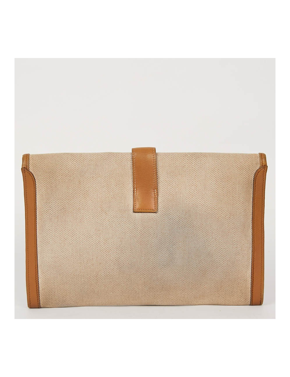 pochette Jige HERMES en toile et cuire beige