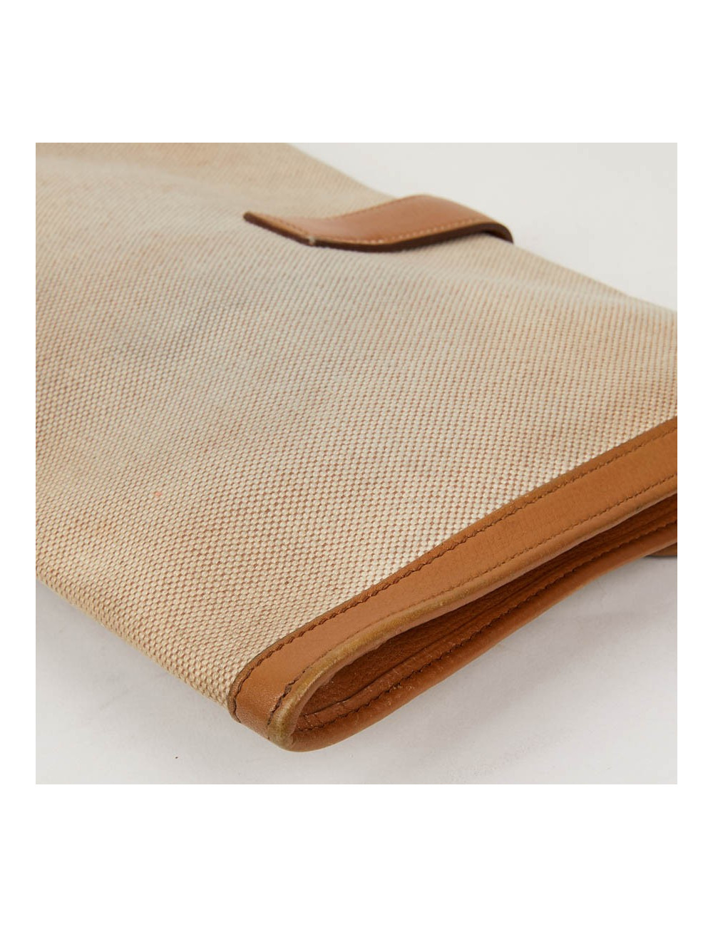 pochette Jige HERMES en toile et cuire beige