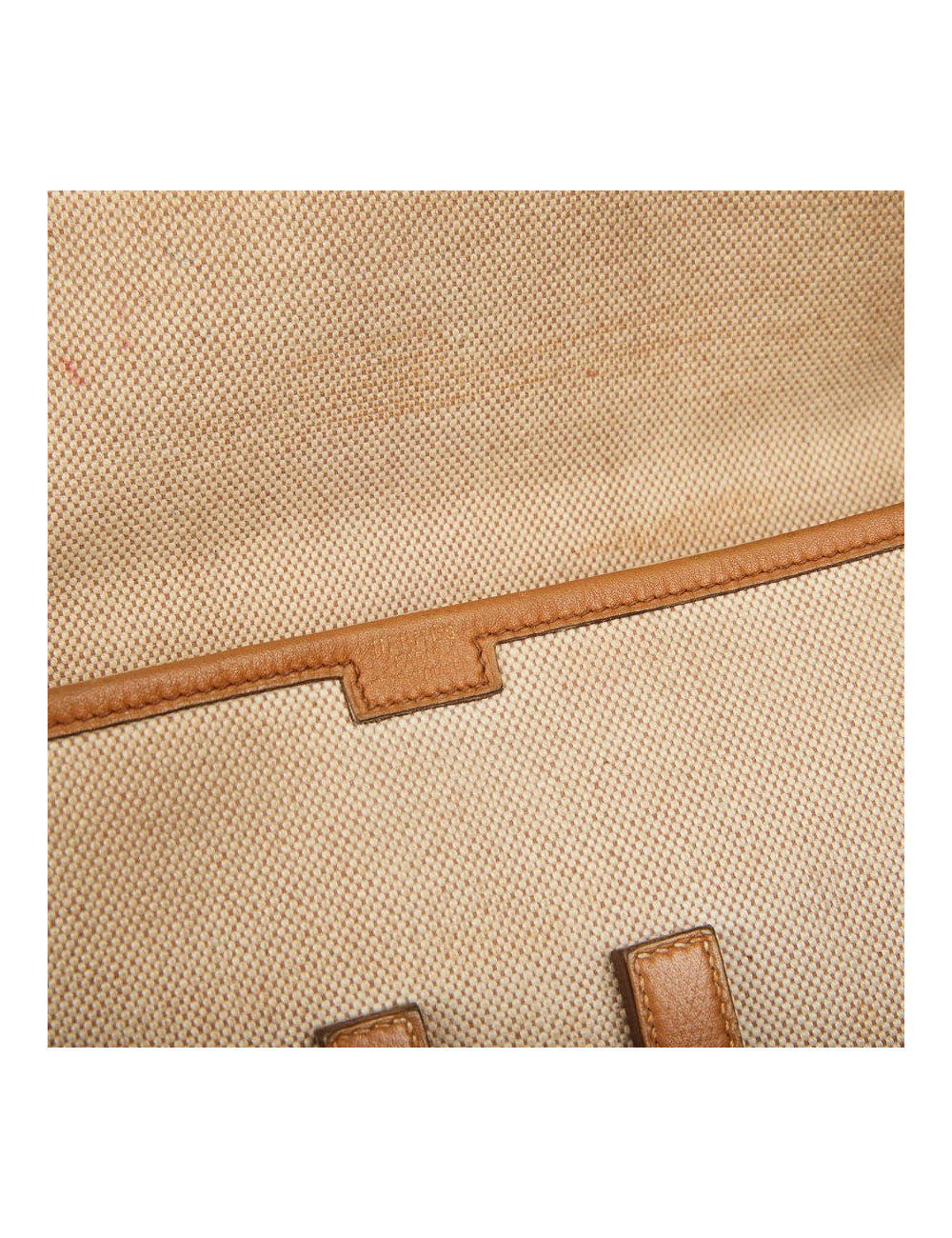 pochette Jige HERMES en toile et cuire beige
