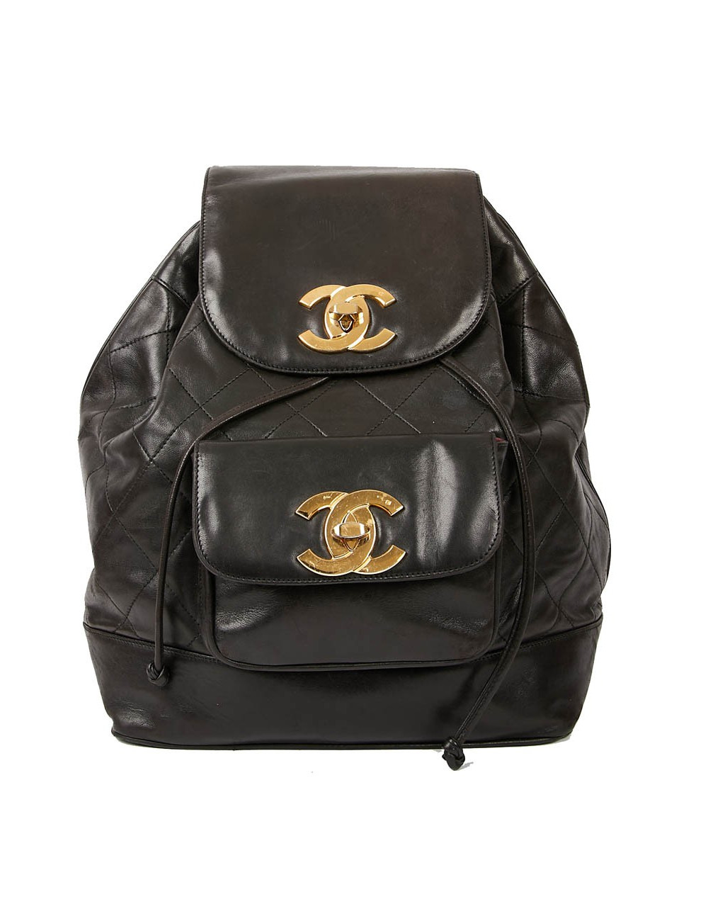 Sac à dos CHANEL vintage en cuir noir