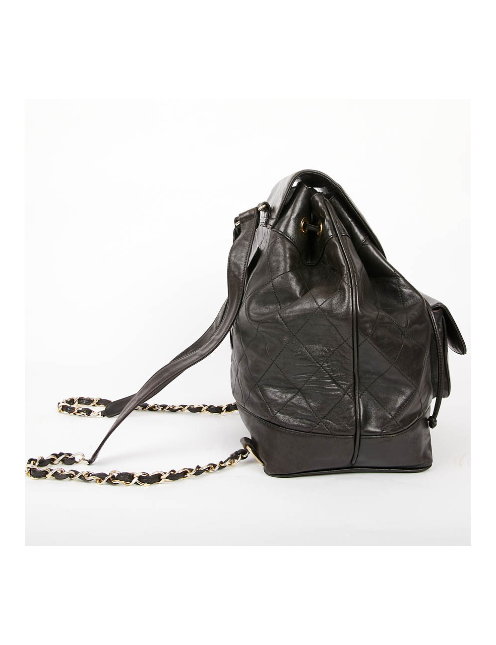 Sac à dos CHANEL vintage cuir noir