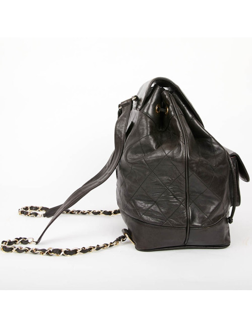 Sac à dos CHANEL vintage cuir noir