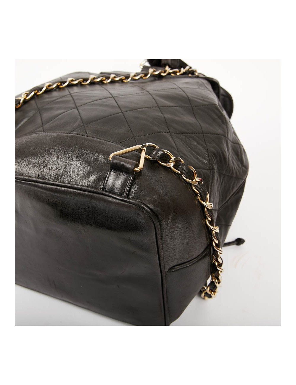 Sac à dos CHANEL vintage cuir noir