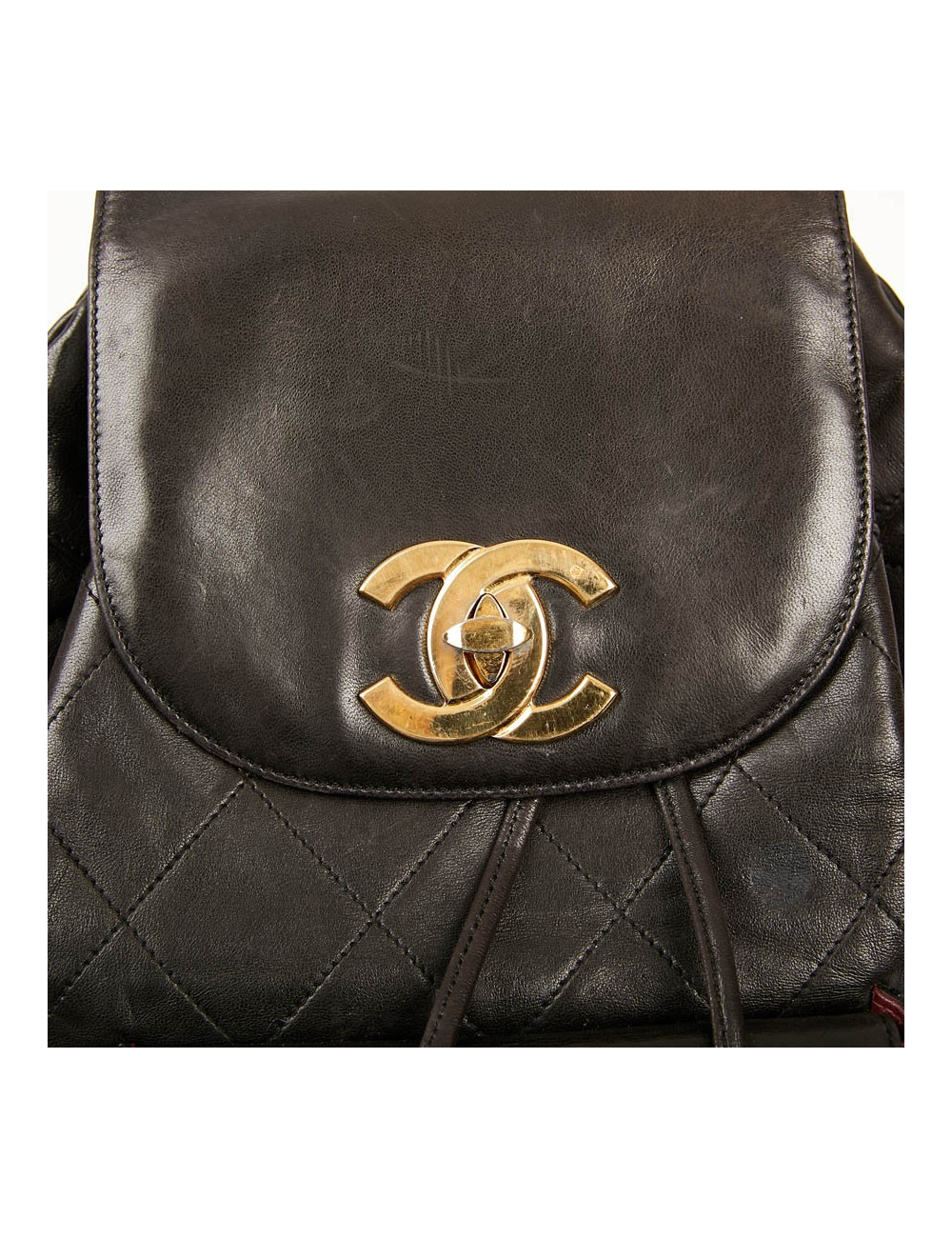 Sac à dos CHANEL vintage cuir noir