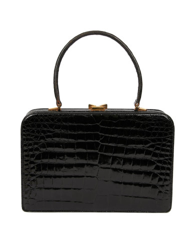 Sac MORABORITO crocodile porosus noir Vintage