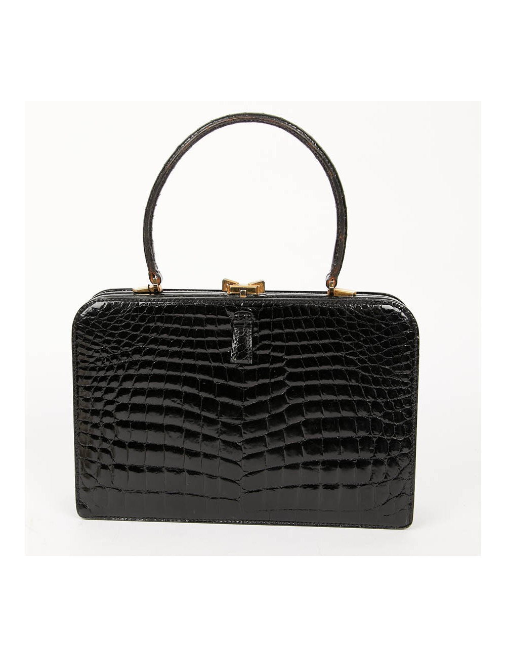 Sac MORABORITO crocodile porosus noir Vintage