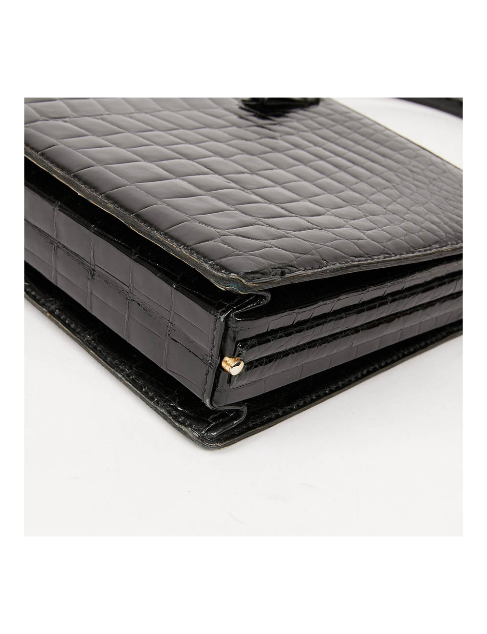 Sac MORABORITO crocodile porosus noir Vintage