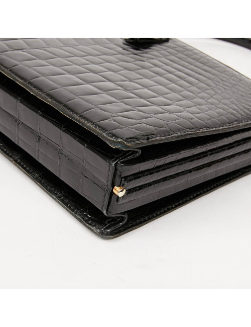 Sac MORABORITO crocodile porosus noir Vintage