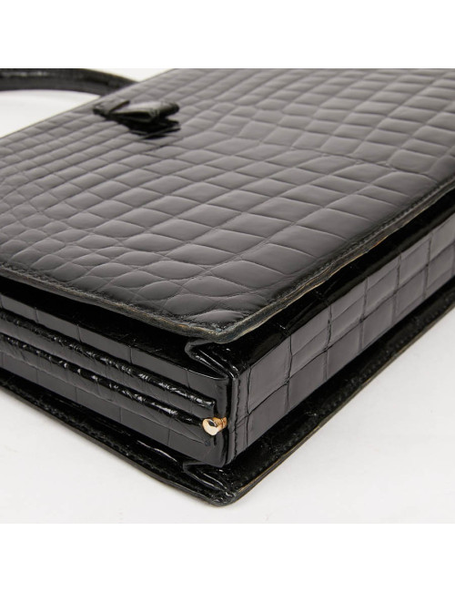 Sac MORABORITO crocodile porosus noir Vintage