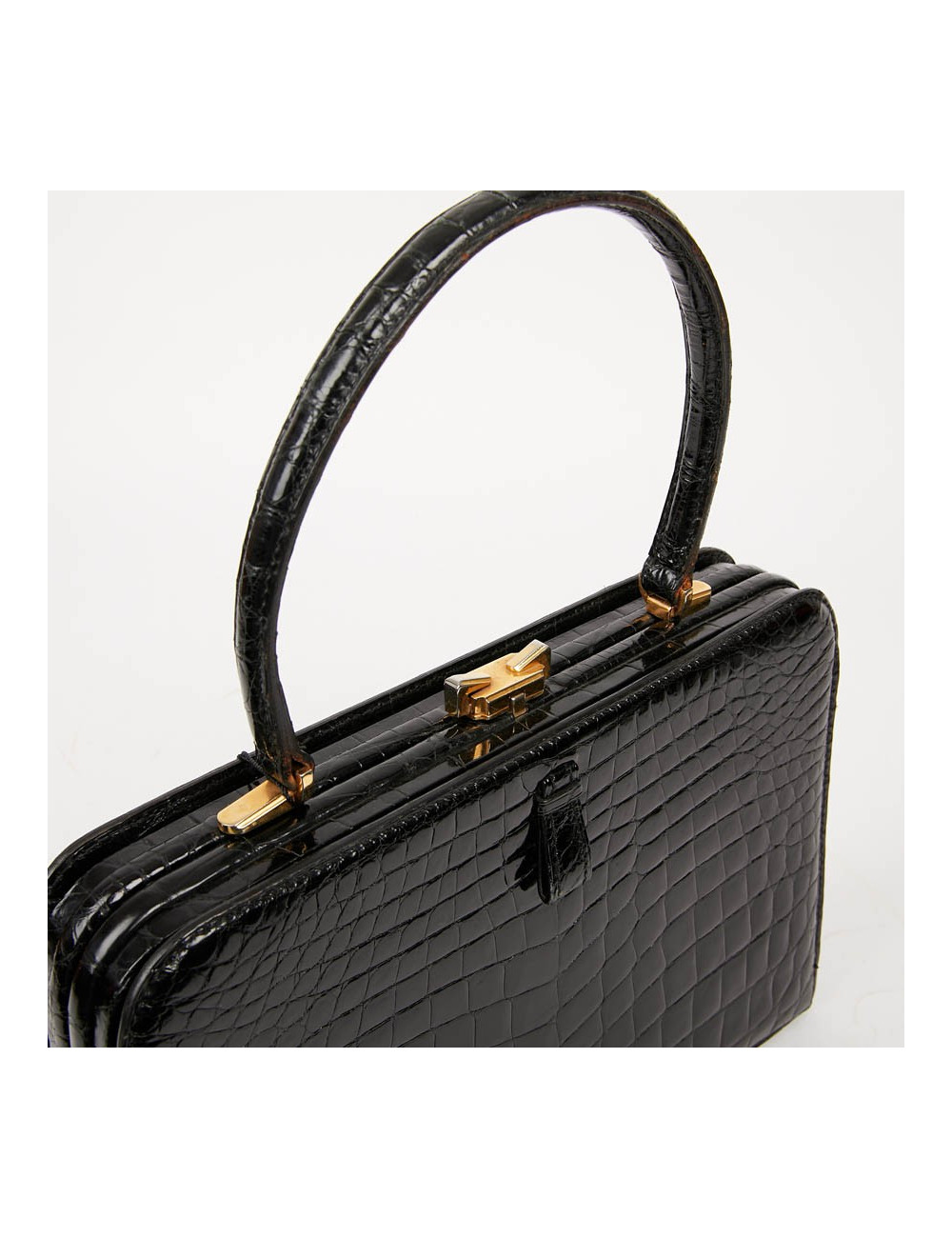Sac MORABORITO crocodile porosus noir Vintage