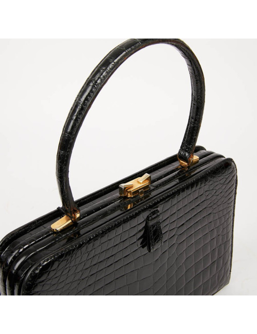 MORABITO Black crocodile vintage handbag