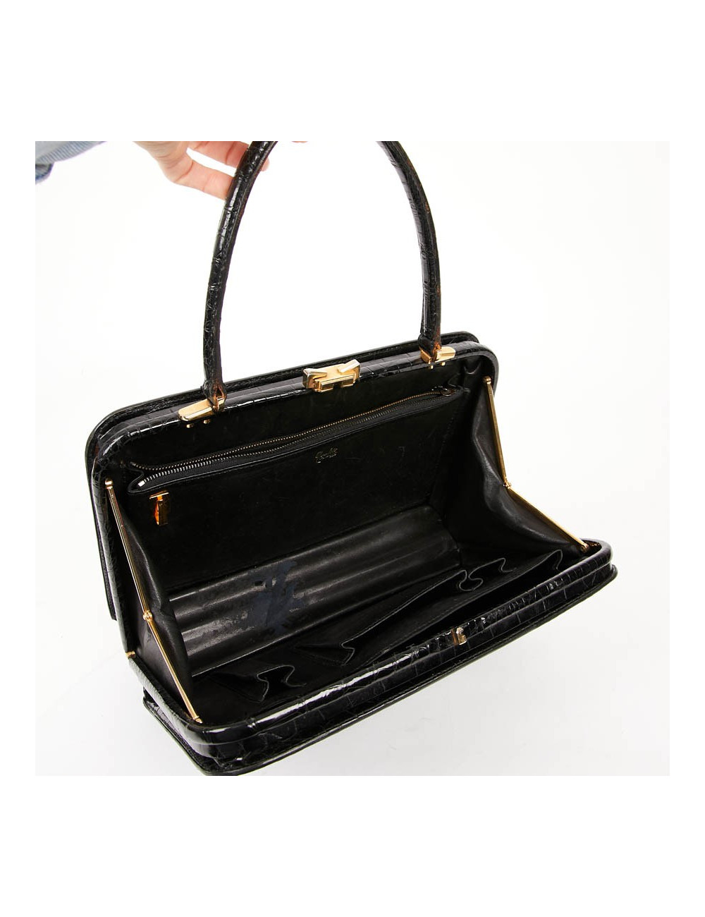 Sac MORABORITO crocodile porosus noir Vintage