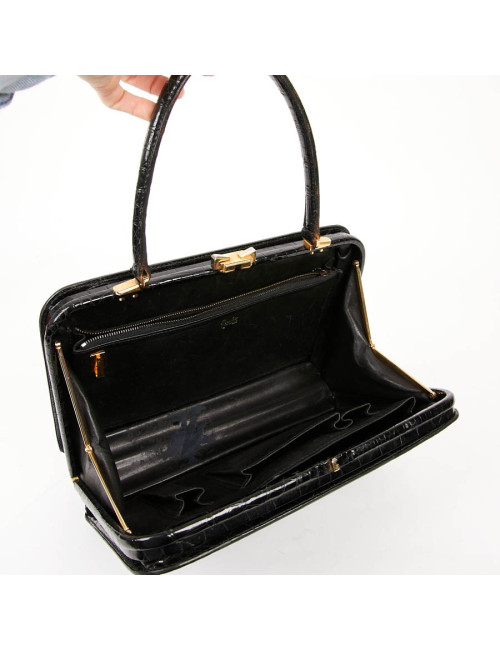 MORABITO Black crocodile vintage handbag