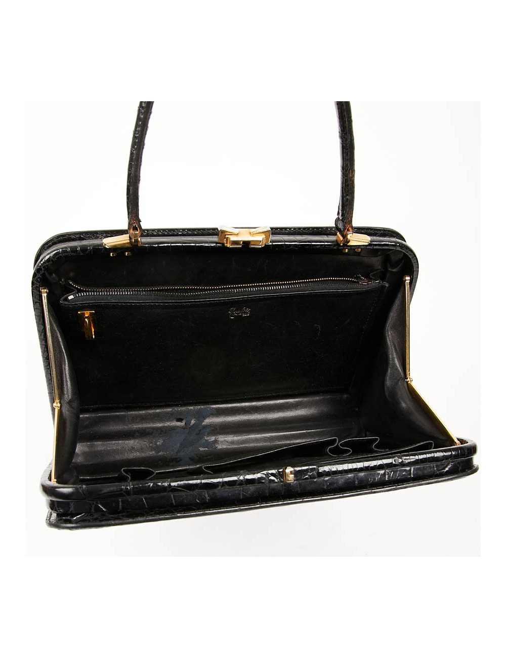 Sac MORABORITO crocodile porosus noir Vintage