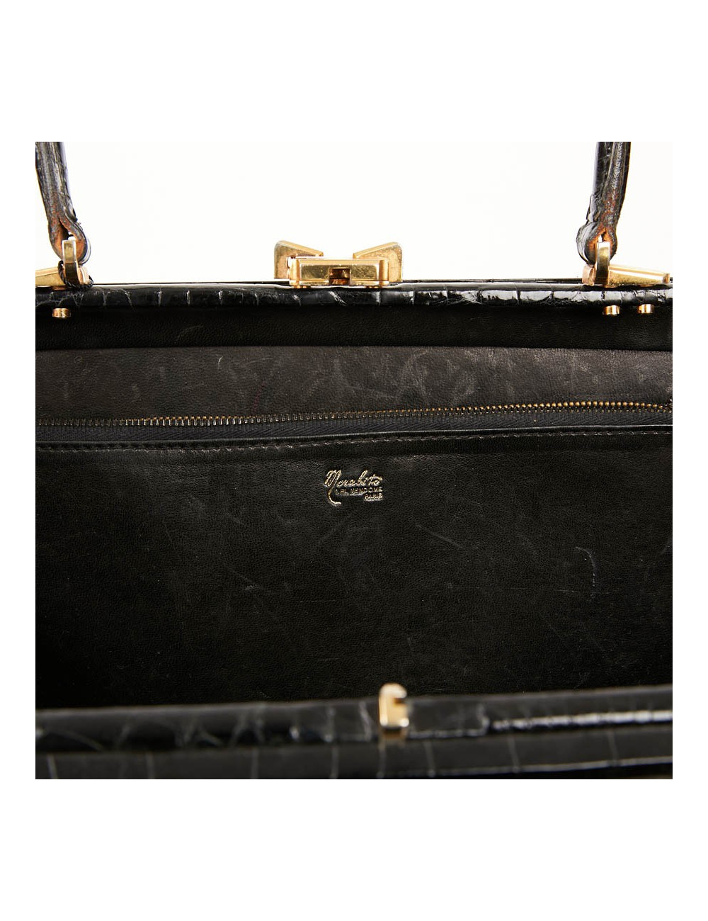 Sac MORABORITO crocodile porosus noir Vintage