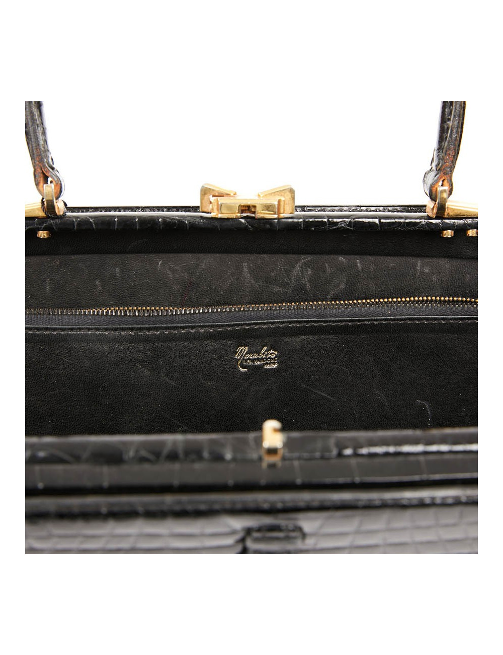 Sac MORABORITO crocodile porosus noir Vintage