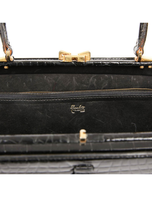 MORABITO Black crocodile vintage handbag